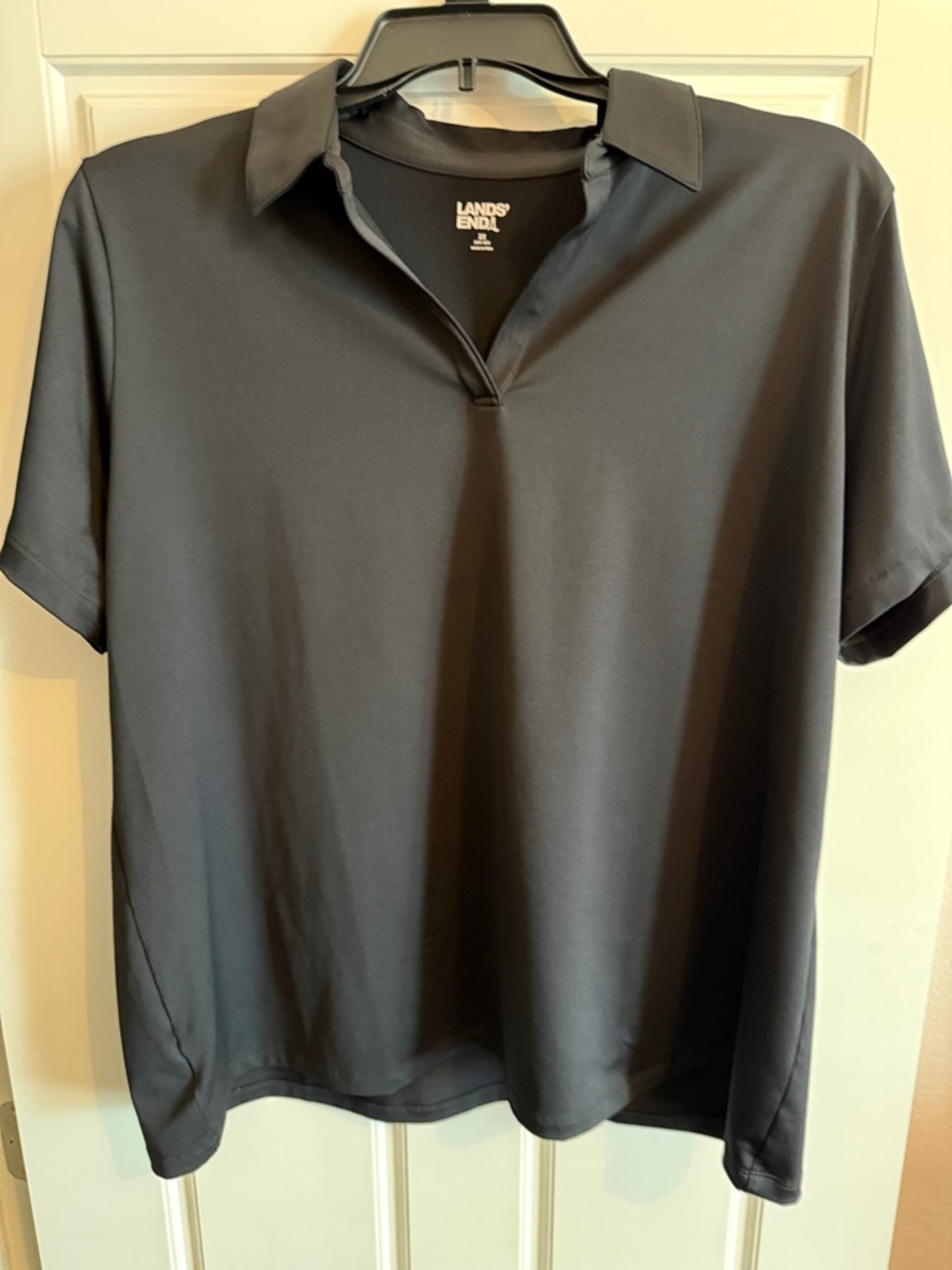 Lands' End Womens Short Sleeve Polo in Black 2X